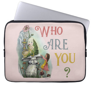 Cute Pink Caterpillar in Alice in Wonderland Art Laptop Sleeve