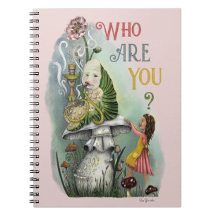 Cute Pink Caterpillar in Alice in Wonderland Art Notebook