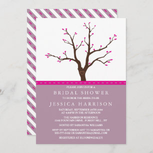 Cute Pink Cherry Blossom Tree Bridal Shower Invitation