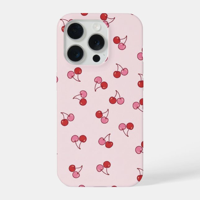 Cute Pink Cherry Fruit Pattern iPhone Case (Back)