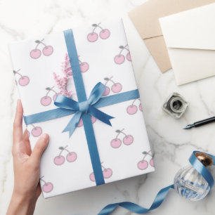 Cute pink cherry gift wrapping paper