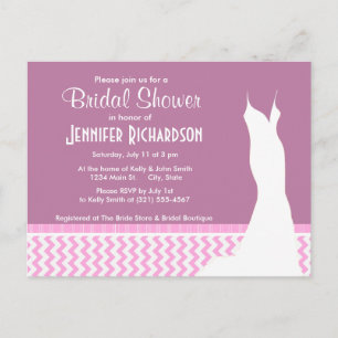 Cute Pink Chevron Invitation Postcard
