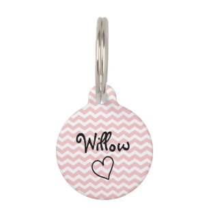 Cute Pink Chevron Personalised Pet Tag