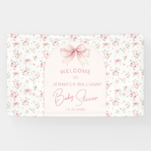 Cute Pink Chic Bow Baby Shower Welcome Banner