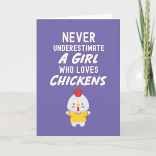 Cute Pink Chicken Cards For Baby Girls Kids Lover