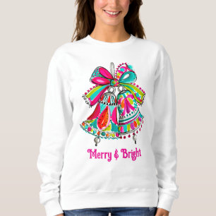 Cute Pink Christmas Bells Preppy Coquette Sweatshirt