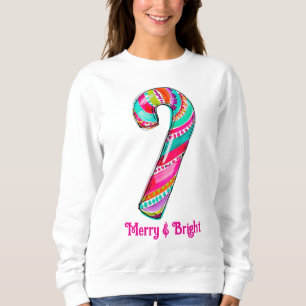 Cute Pink Christmas Candy Cane Preppy Coquette Sweatshirt