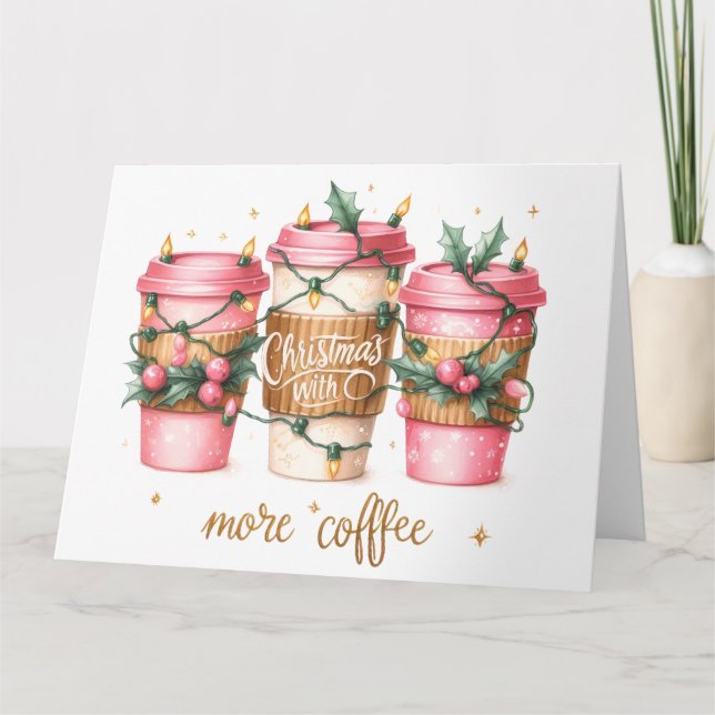 Cute Pink Christmas Card (Front)