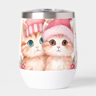Cute Pink Christmas Cat Pattern