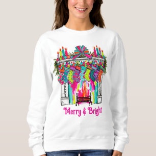 Cute Pink Christmas Fireplace Preppy Coquette Sweatshirt