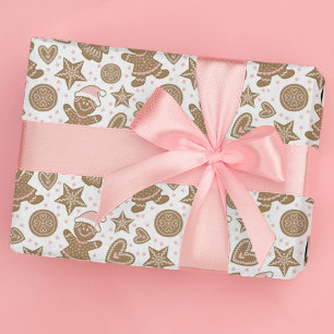  Cute Pink Christmas Gingerbread Cookies Pattern Wrapping Paper