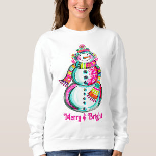 Cute Pink Christmas Snowman Preppy Coquette Sweatshirt