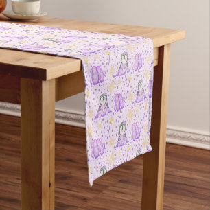 Cute Pink Christmas Sugarplum Penguin Short Table Runner