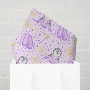 Cute Pink Christmas Sugarplum Penguin Tissue Paper