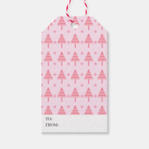 Cute Pink Christmas Tree Gift Tags
