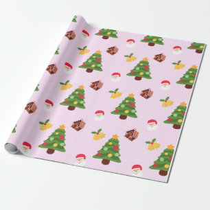 Cute Pink Christmas Tree Wrapping Paper