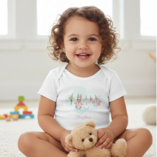 Cute Pink Clothesline Peter the Rabbit Baby Bodysuit