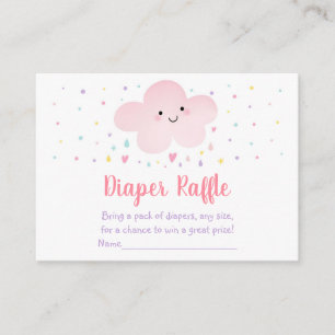Cute Pink Cloud Stars Baby Shower Diaper Raffle Enclosure Card