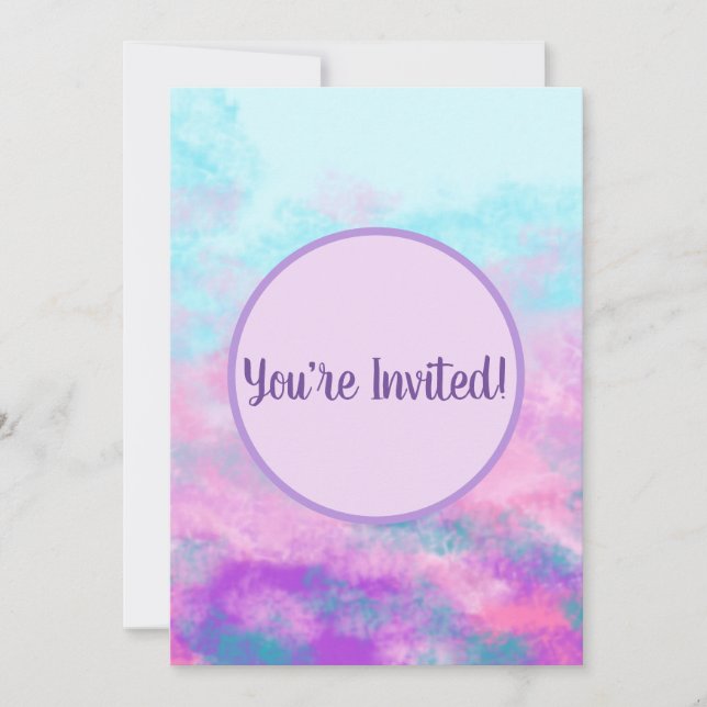 Cute Pink Clouds Monogram Invitation (Front)