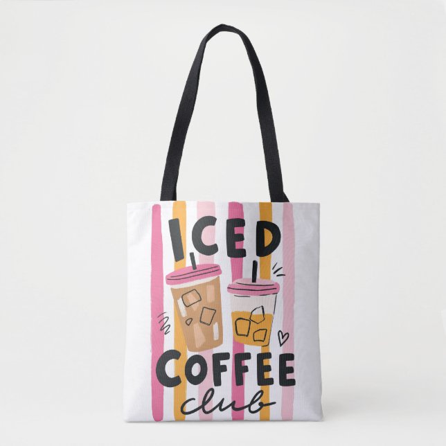 Cute Pink Coffee Cups Summer Coffee Design Tote Bag (Front)