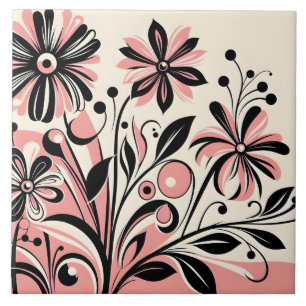 Cute pink colour pop flower  tile