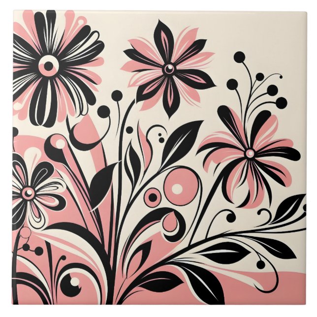 Cute pink colour pop flower  tile (Front)