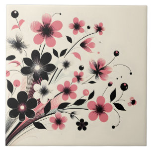 Cute pink colour pop flower  tile