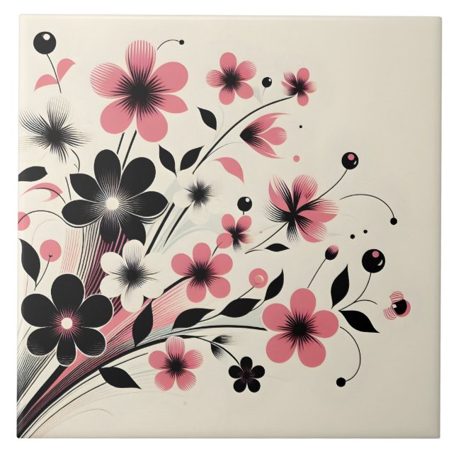 Cute pink colour pop flower  tile (Front)