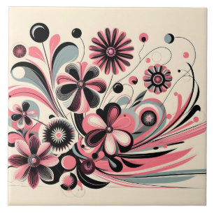 Cute pink colour pop flower  tile