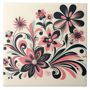 Cute pink colour pop flower  tile