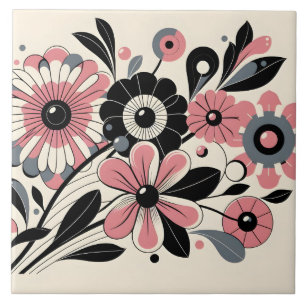 Cute pink colour pop flower tile