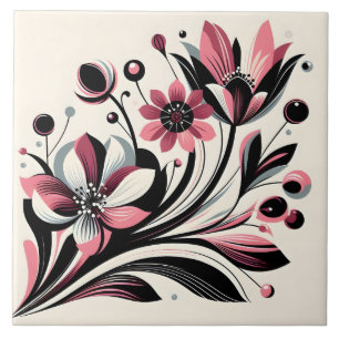 Cute pink colour pop flower tile