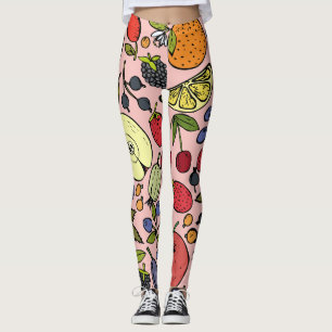 Cute pink colourful fruit pattern for her leggings
