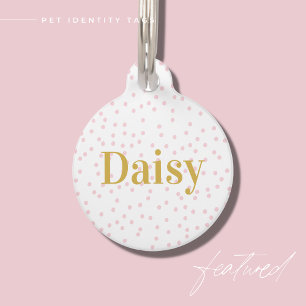 Cute Pink Confetti Dog Identification Tag