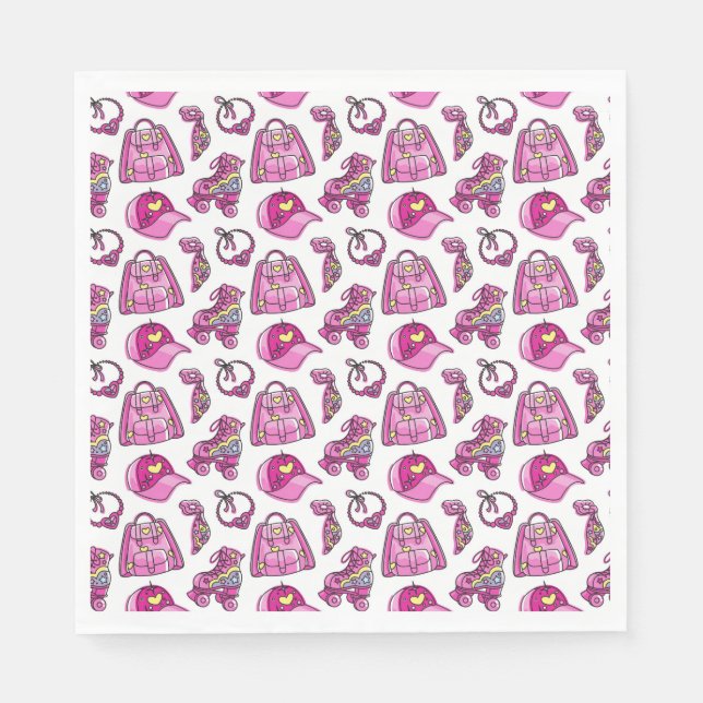 Cute Pink Cool Girl Things Napkin (Front)