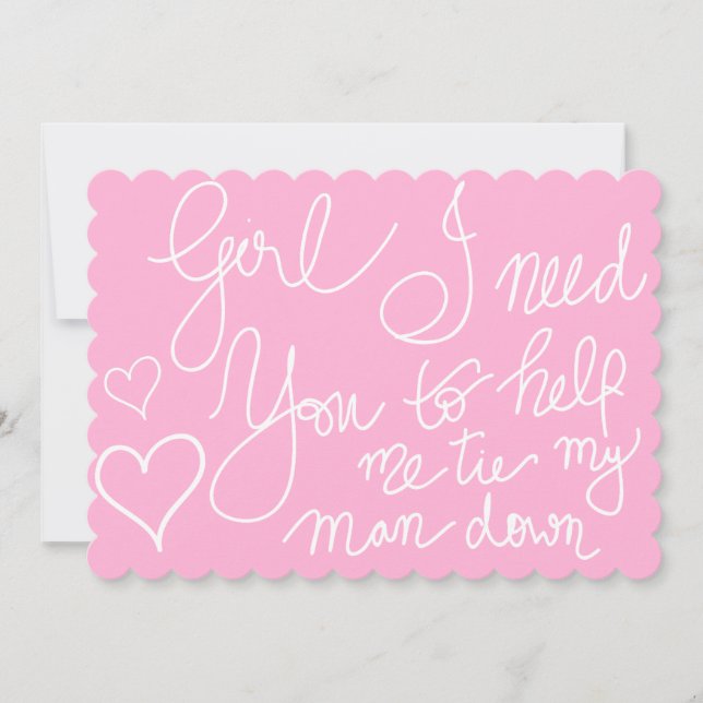 Cute Pink Cool Script Typography Bridesmaid Invitation (Front)