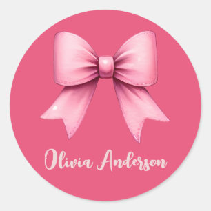 Cute Pink Coquette Bow Aesthetic girly Classic Round Sticker