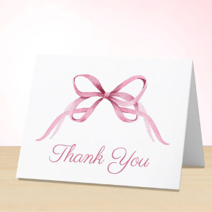 Cute Pink Coquette Bow Baby Girl Shower Thank You Card