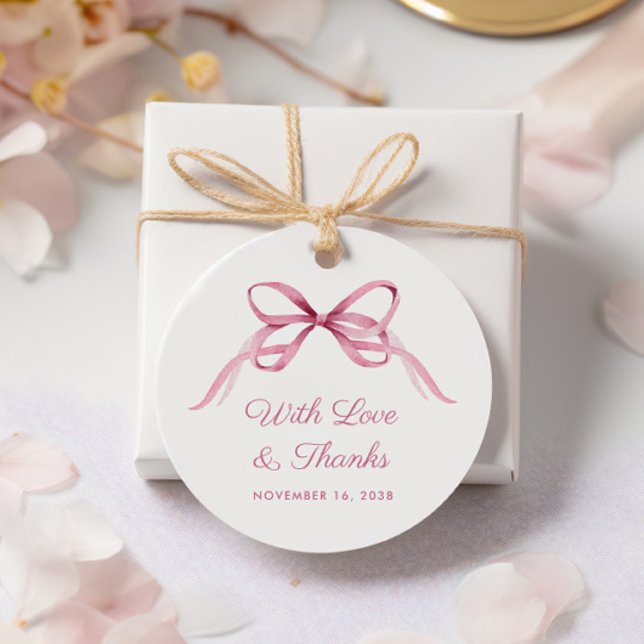 Cute Pink Coquette Bow Baby Girl Shower Thank You Favour Tags (Creator Uploaded)
