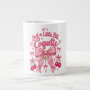 Cute Pink Coquette Bow Cherry Feminine Aesthetic  Large Coffee Mug