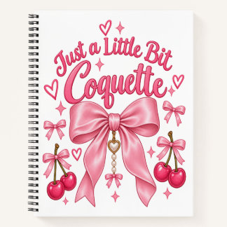 Cute Pink Coquette Bow Cherry Feminine Aesthetic Notebook