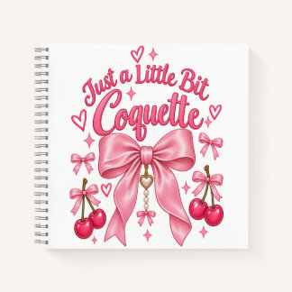Cute Pink Coquette Bow Cherry Feminine Aesthetic Notebook