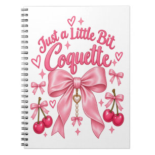 Cute Pink Coquette Bow Cherry Feminine Aesthetic  Notebook