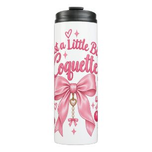 Cute Pink Coquette Bow Cherry Feminine Aesthetic Thermal Tumbler