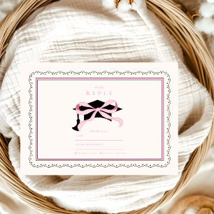 Cute Pink Coquette Bow Graduation RSVP Card