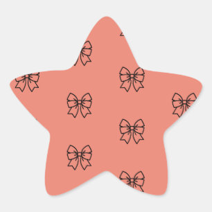 Cute Pink Coquette Bow Pattern Star Sticker