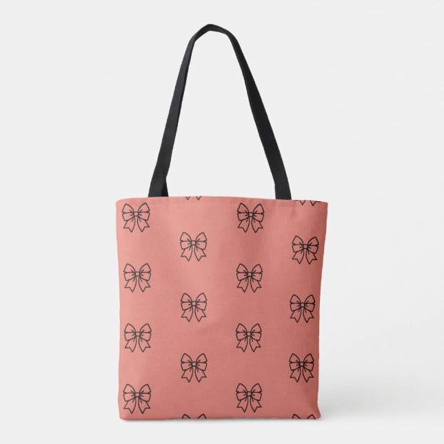 ​Cute Pink Coquette Bow Pattern Tote Bag (Back)