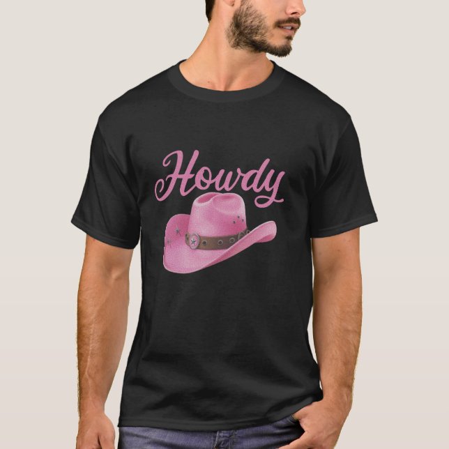 Cute Pink Coquette Bows Cowgirl Western Aesthetics T-Shirt (Front)