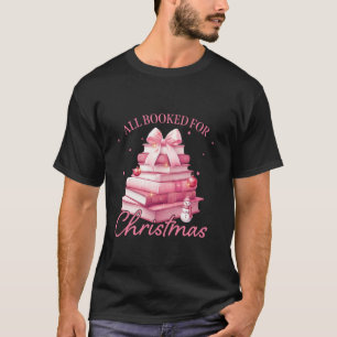 Cute Pink Coquette Christmas Book Tree With Bows A T-Shirt