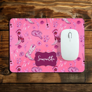 Cute pink Coquette country girl aesthetic pattern Mouse Pad